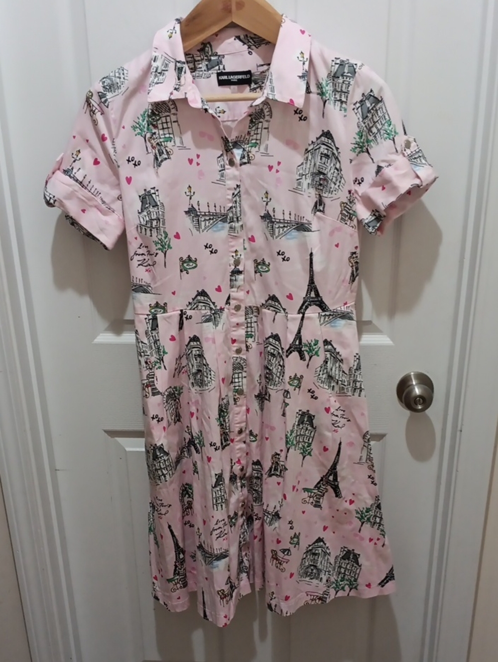 Karl Lagerfeld Pink Paris Landmark Shirt Dress